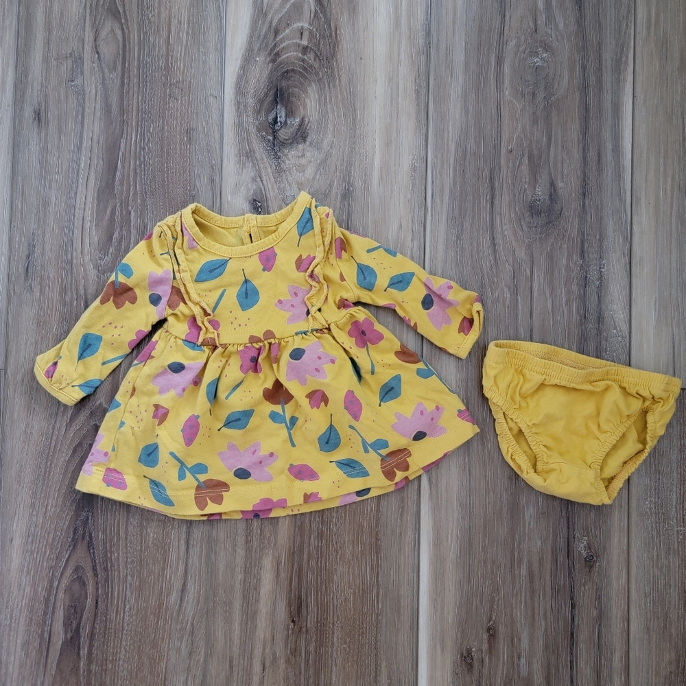 Carter's Baby Girl Fall Floral Dress With Diaper Cover, Yellow, Newborn